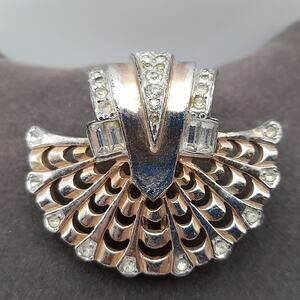 Vintage Marcel Boucher Rhinestone Fur Clip Fan Design Signed